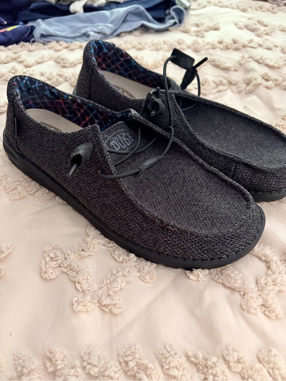 Hey Dude Dark Charcoal Knit Slip-On Loafers